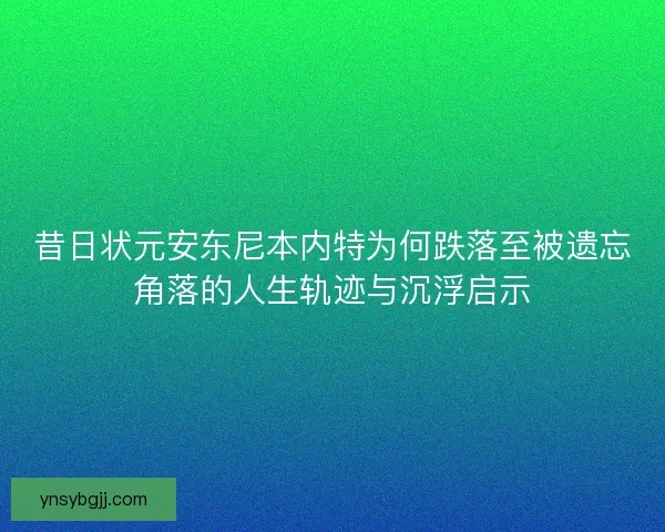 昔日状元安东尼本内特为何跌落至被遗忘角落的人生轨迹与沉浮启示