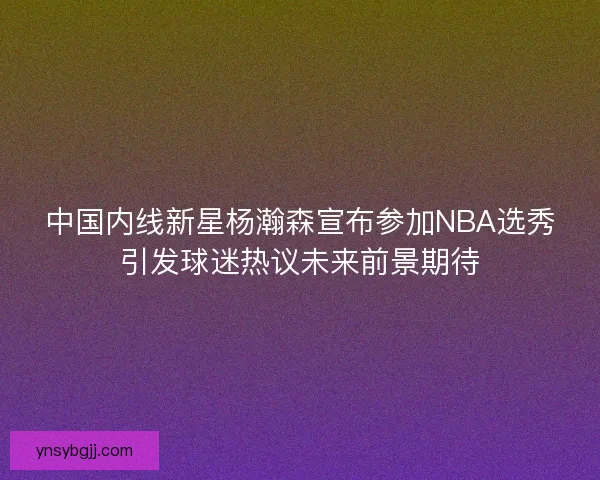 中国内线新星杨瀚森宣布参加NBA选秀引发球迷热议未来前景期待